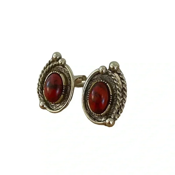 Art “Arthur Pepper” Signed Vintage Agate Gemstone Clip On Earrings - Picture 2 of 6